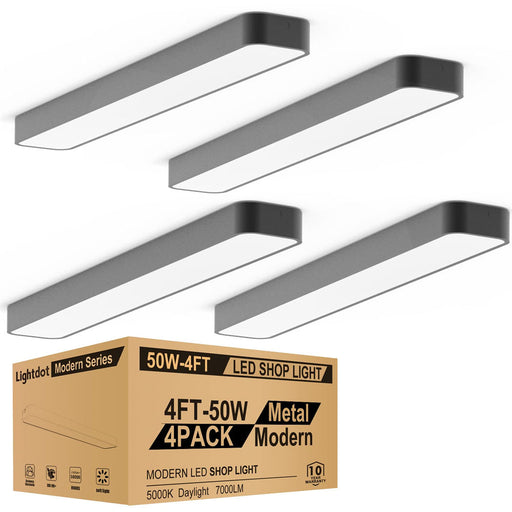 Lightdot 4ft LED Flush Mount Light Fixture 50W Linear Kitchen Ceiling Light Fixtures 7000LM 5000K Led Wrap Around Shop Lights