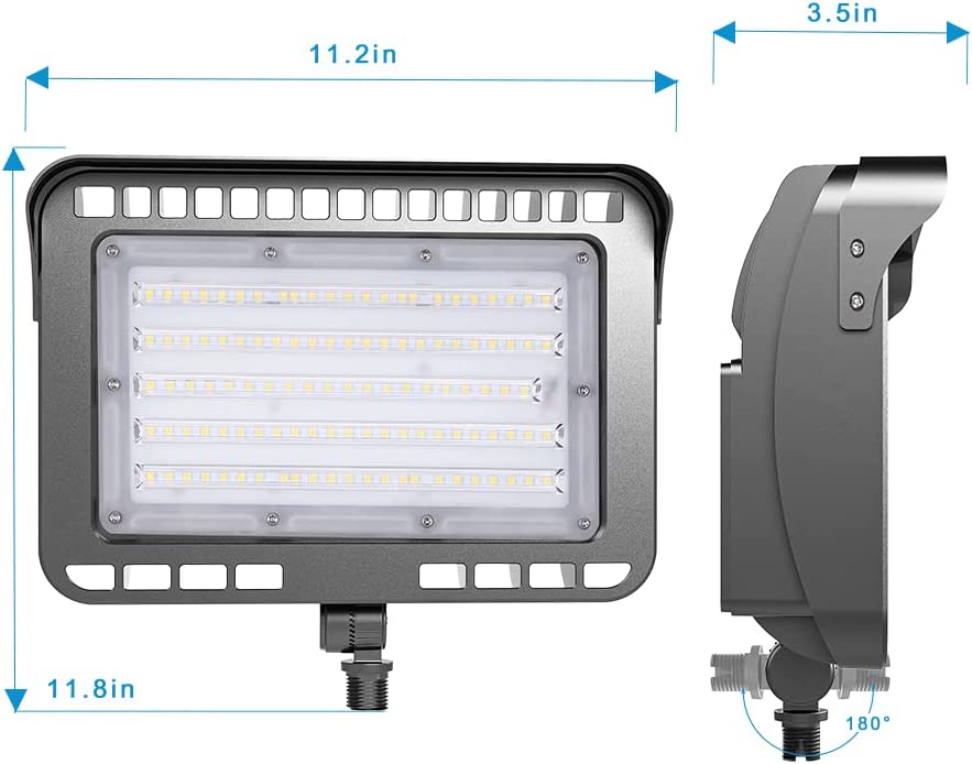 Lightdot 100W Outdoor LED Flood Light with Knuckle,  5000K for Yard /Parking lot /Stadium