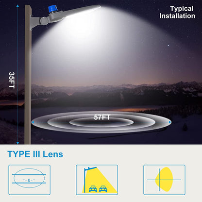 Lightdot 200W LED Parking Lot Lights 28000LM Arm Mount, ETL Listed, 5000K, Dusk to Dawn Photocell
