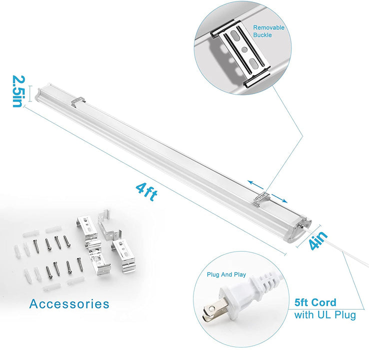 Lightdot 4 ft Flush Mount Vapor Tight Light,LED Shop Light with 5 ft Plug 50W 7000Lm (Eqv 400W) 5000K