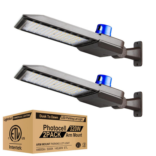 320W LED Parking Lot Lights 44800lm (Eqv.1200W MH/HPS) 5000K Led Parking Lot Lighting with Photocell, Adjustable Arm Mount, IP65 Outdoor Area Light with Sosen Driver ( 7Years Guarantee) Visit the Lightdot Store