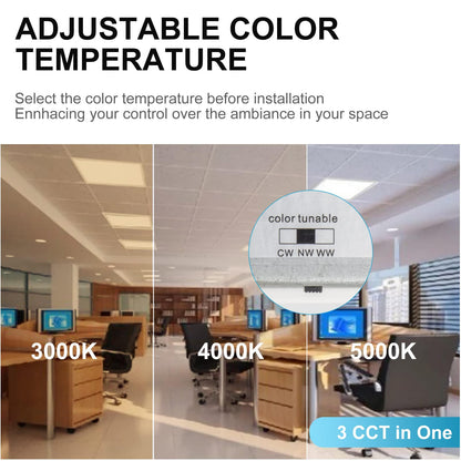 ETL Listed 2 Pack 1x4 Led Flat Panel Troffer  Light, CRI90 3CCT 3000K/4000K/5000K Dimmable 0-10V, 8000LM, LED Light Drop Ceiling Fixture