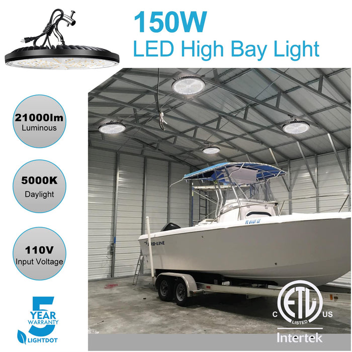 Lightdot 150W LED UFO High Bay Light ,5000K, for Warehouse Garage Barn