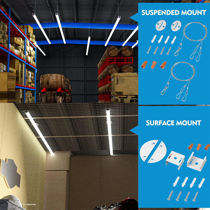 Lightdot 8ft Led Shop Lights,  Suspend/ Flush Mount Ceiling Light for Garage Workshop Warehouse