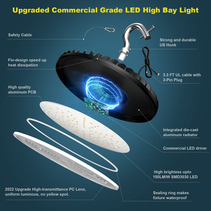 Lightdot 150W LED UFO High Bay Light ,5000K,  for Warehouse  Garage Barn