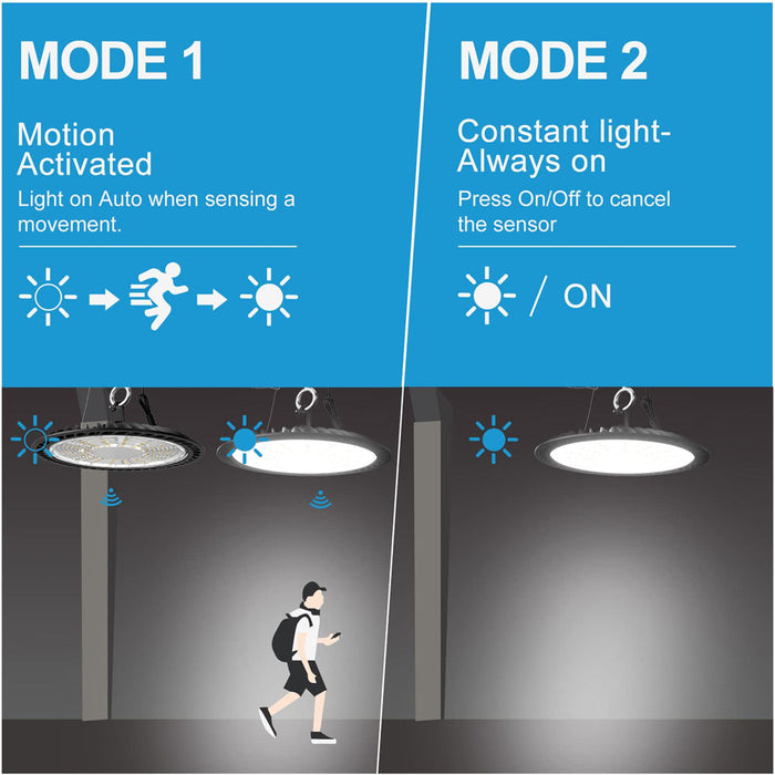 Lightdot Smart Motion Activated LED High Bay Light 250W, Dimmable/ Sensing Distance/ Hold Time Adjustable High Bay LED Light