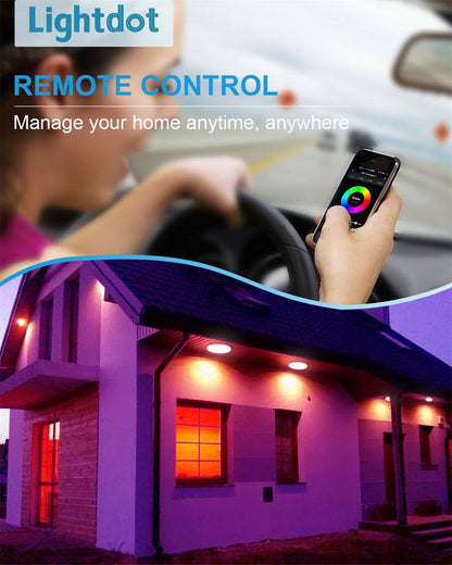 Lightdot Smart Recessed Lighting 6 inch, 12W 1200LM Dimmable Retrofit LED Can Lights Color Changing Ceiling Downlight WiFi App Control LED Recessed Lights Work