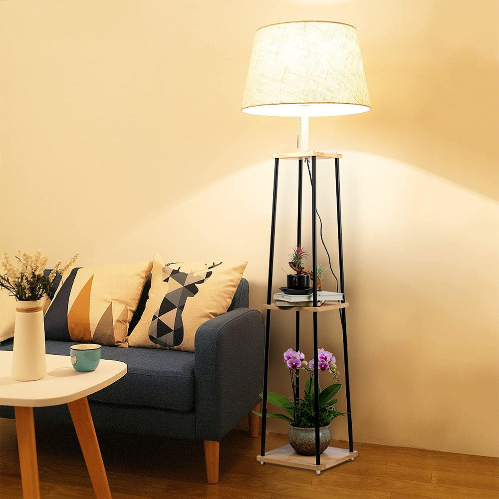 Shelf Floor Lamp, Standing Reading Light with 3 Shelves for Living Room